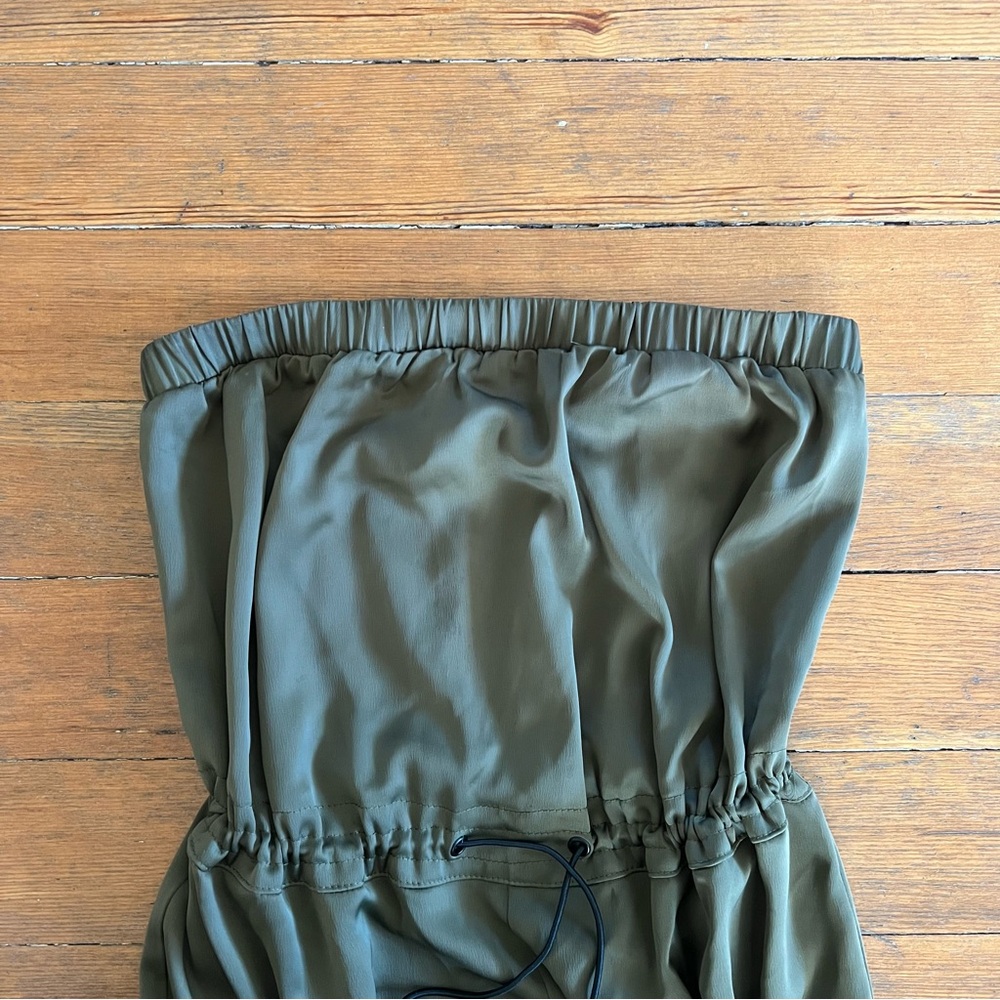 Silk strapless jumpsuit